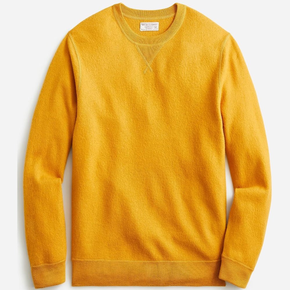 NWT Wallace & Barnes J Crew 100% Merino Wool Crewneck Sweatshirt Sweater Gold